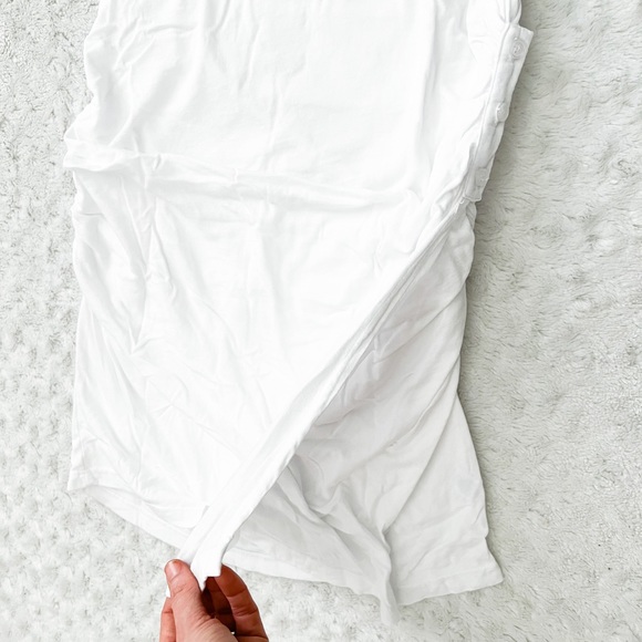 NWT- MONROW x Revolve Shirred Waist Shirt Dress in white - Picture 7 of 14